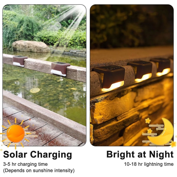 8 st solpanelslampor, solstegslampor Vattentäta led solarlampor för utomhustrappor, steg, staket, gård, uteplats, väg (svart)