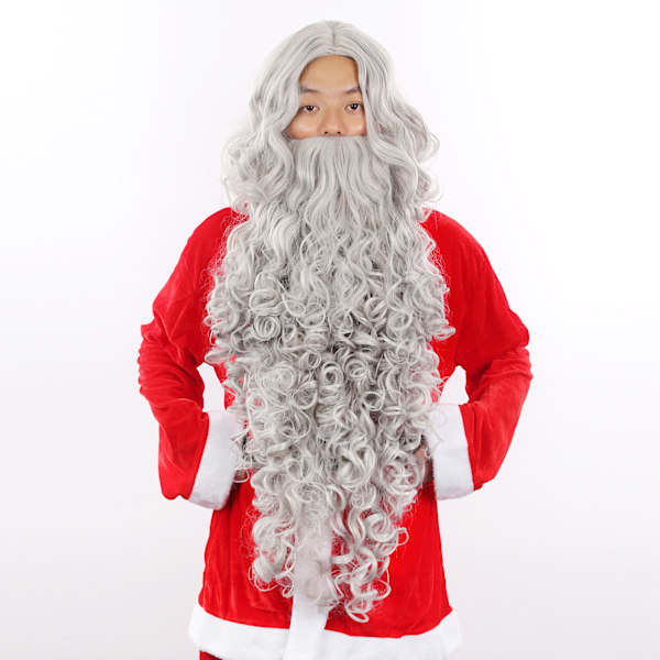 Jultomte Skägg Fullt Set Hög Grå Jultomte Skägg Jul
