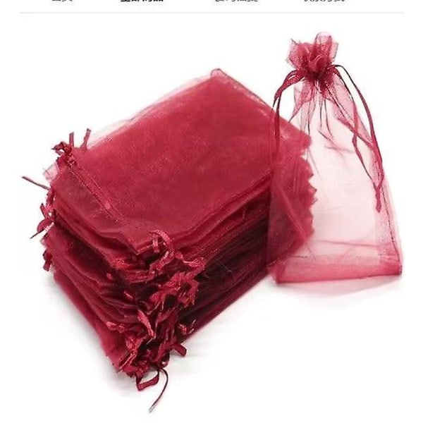 50st Bunch Protection Bag 17x23cm Grape Fruit Organza Bag med Dragsko ger totalt skydd（17*23CM 50stRöd）