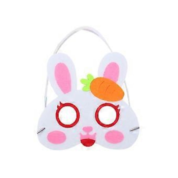Djurmask för Barn DIY Hantverk, Återanvändbar Djur Filtmask för Barnkalas, Djungeltema Födelsedagsfest Vit kaninmodell White rabbit model