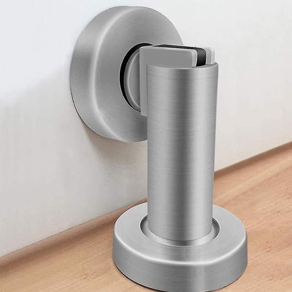 Magnetisk dørstopper, rustfrit stål børstet dørgreb moderne massivt sølv