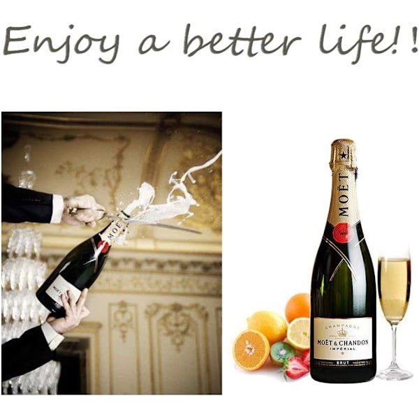 Musserende vin flaskepropp Premium mørk rustfritt stål champagnepropp skaper et vakuum for å forsegle Prosecco- eller vinflaskene dine 3 poser (sølv)