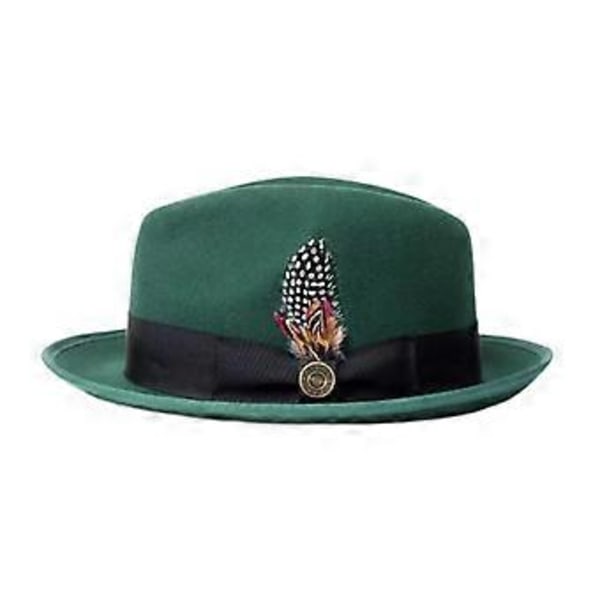 Fedora Hatt Klassisk Trilby Hatt för Resor Kostymtillbehör Bröllopsfest Cosplay (Grön)