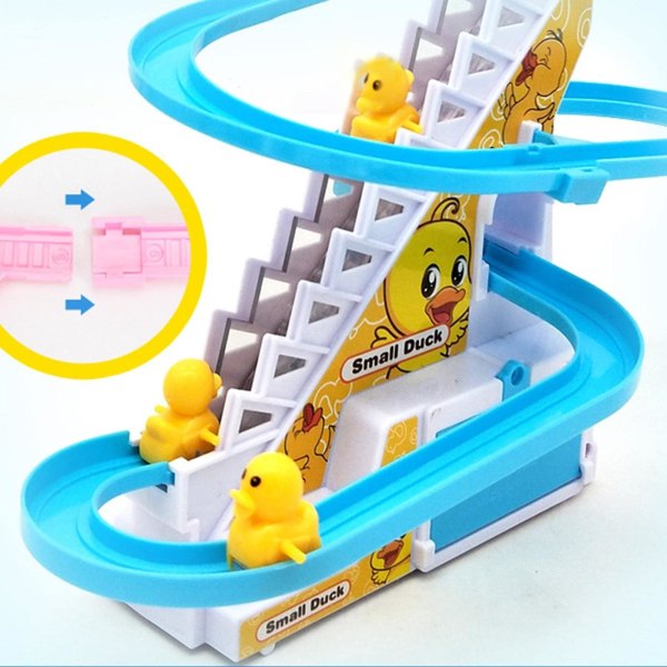Elektrisk anka som klättrar i trappor leksak liten anka jagar lekset anka race track set laddning 3 ankor