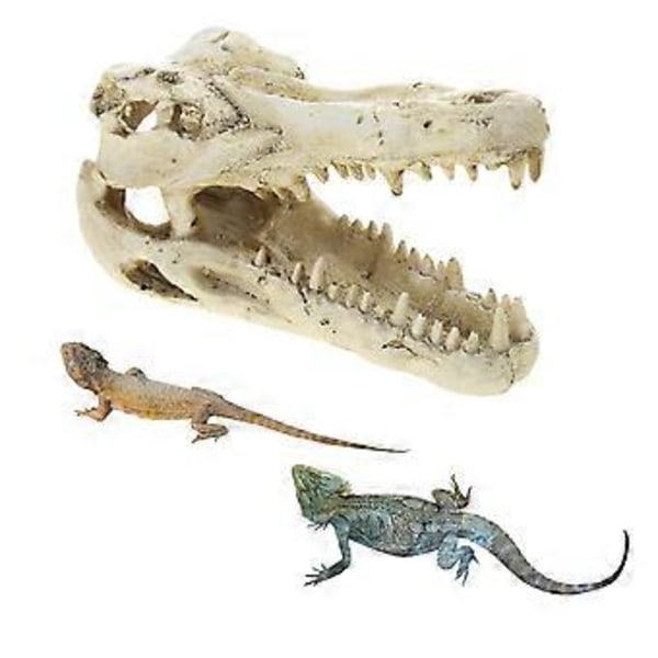Harts Skalle Akvariedekorationer för Fiskar till Akvarium Simulering Alligator Skelett Grotta Ornament Gömställe för Räkor Fisk