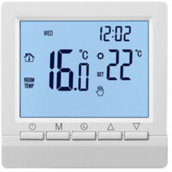Smart vægtermostat med LCD-display til gulvvarme - Hvid