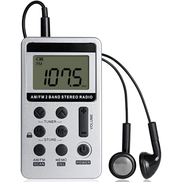 Mini bærbar stereoradio, oppladbar lommeradio DSP AM FM 2