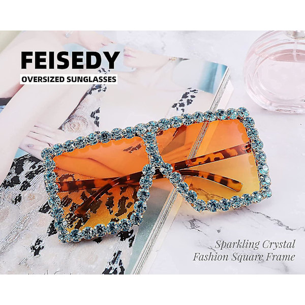 Ylisuuret kimaltelevat kristalliset aurinkolasit Disco Diamond Flat Top Fashion Square Large Shades