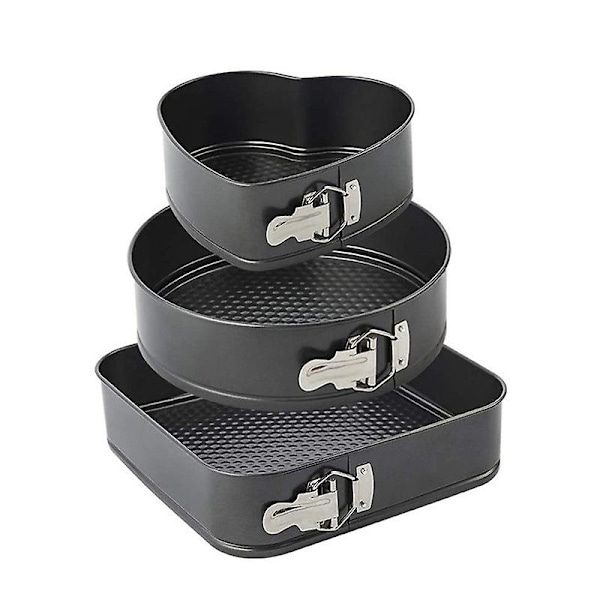 3 stk. bageform i kulstofstål, bageudstyr, non-stick kageform