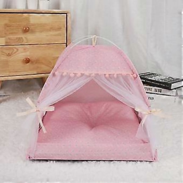 Camping Katt Tält Hundsäng Husdjurs Tipi för Hundar Kennel Inomhus Kattbo Kattsäng för Katt Valp Grotta Hundhus Lättvikt M gray five M
