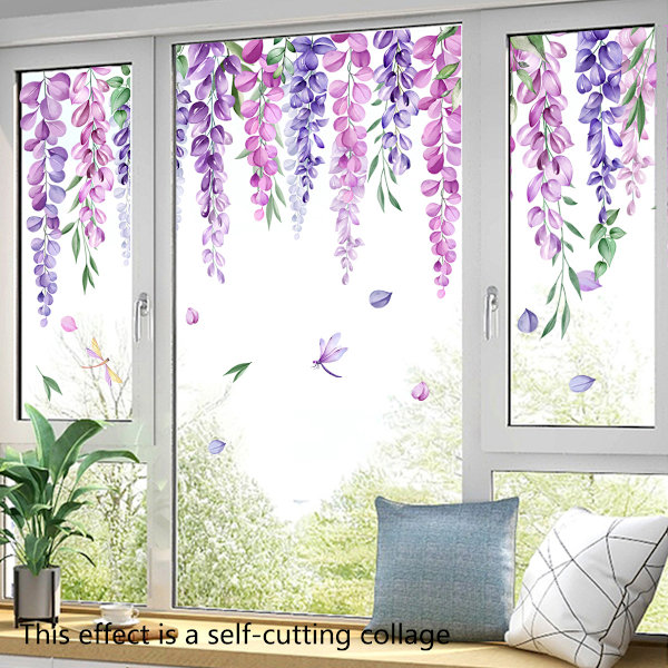 1PC Sommer Forår Blomster Vindue Stickers Anti-Kollision Hængende