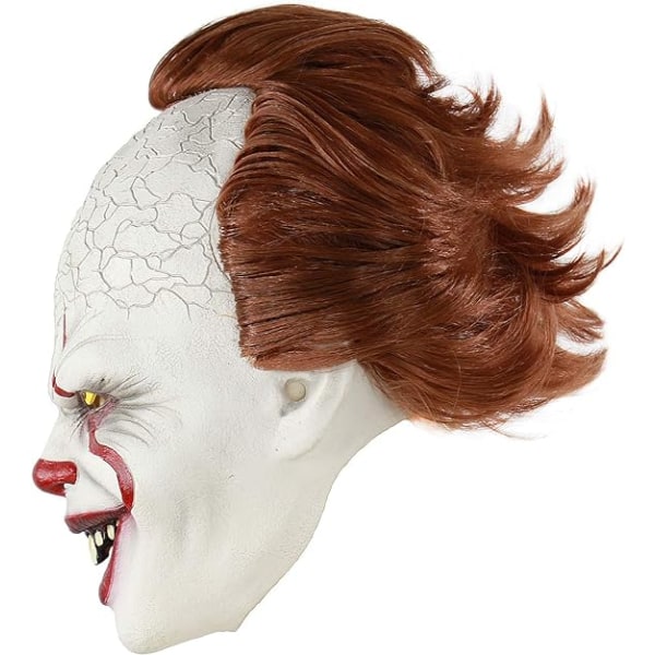 Uhyggelig klovnemaske i latex - Joker - Uhyggelig og uhyggelig Halloween-kostume rekvisitter