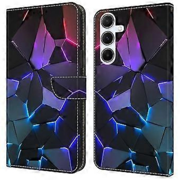 Skal för Samsung Galaxy A16 5G/A16 4G TPU+PU Läder Flip Fodral Blue Cracks