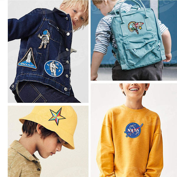 10 stk. broderiklæbermærker, astronaut-rummand-broderiklæbermærker, lappeklæbermærker