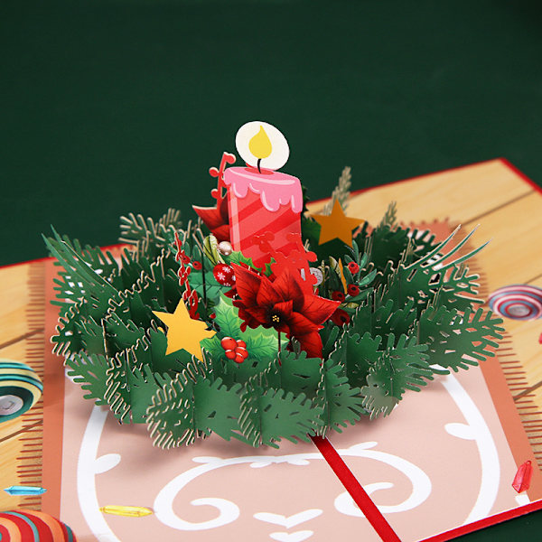 3D julekort, popup julekort, foldede tredimensjonale gratulasjonskort (julelys)
