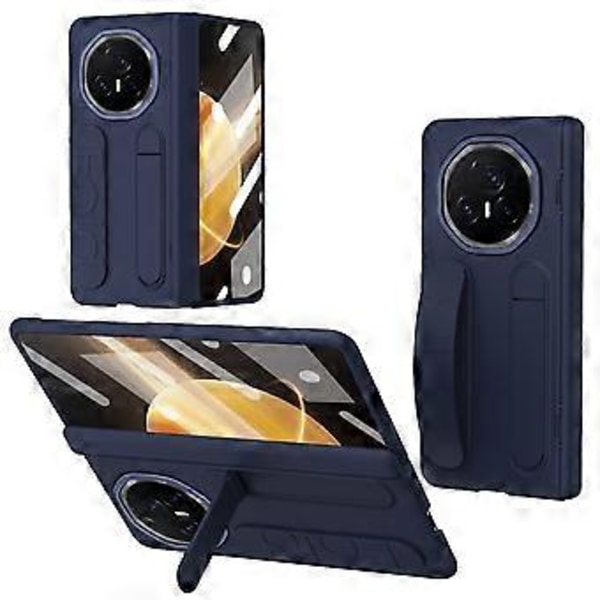 For Honor Magic V3 5G Deksel Stativ Armbånd PC Telefondeksel med Herdet Glass Film - Blå Blue