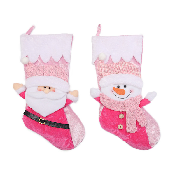 2 st rosa julstrumpe presentpåsar