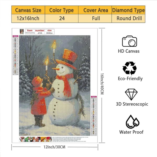12x16 tommer DIY diamantmaleri julekits til voksne søde Sno