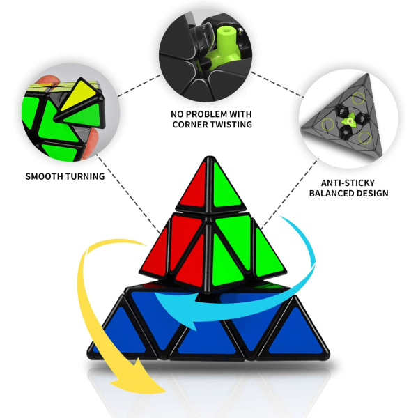 Pyraminx Speed ??Puslespill Terning 3x3, Trekant Pyramide Magisk Terning Cub