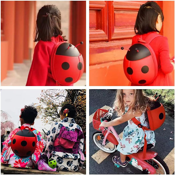 Unisex Toddler Rygsæk, Ladybug, Børnerygsæk til Pige og Dreng