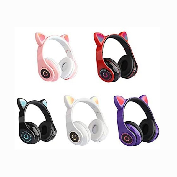 (rosa) hörlurar med LED-lampor on-ear-hörlurar