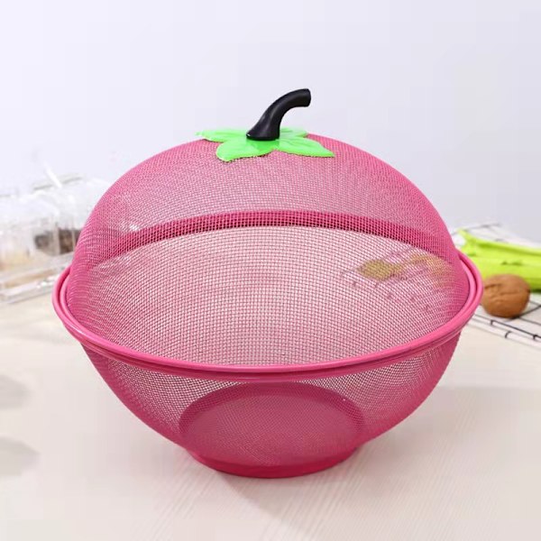 Pink æbleformet netfrugtskål, frugtskål, dekorativ bordpynt til at forhindre kæledyr, insekter og insekter i at komme ind