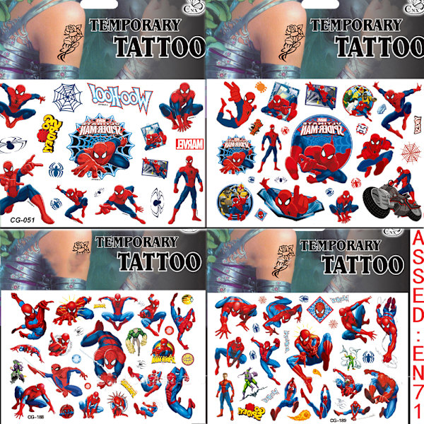 Hämähäkkimies-tatuoinnit - 4 kuvaa - Tatuoinnit lapsille - Avengers Moniväriset