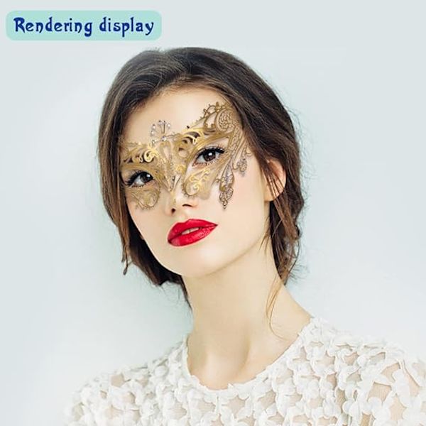 Lady of Luck Kvinners Maskeball Blonder Maske S (Golden-01 Metall)
