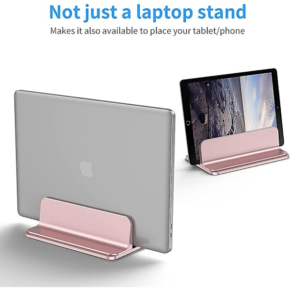 Vertikalt laptopstativ, aluminium laptopstativ justerbart skrivbordslaptopstativ rosa
