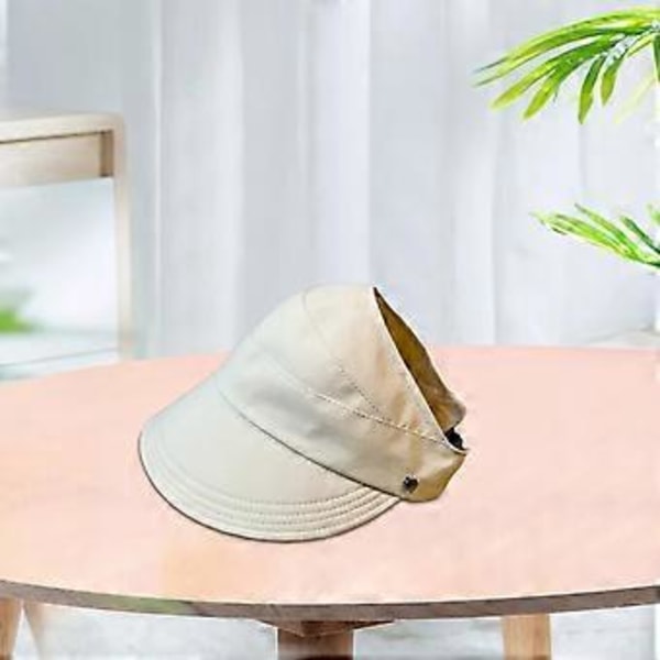 Solhatt för Kvinnor Solskydd Hatt Dam Bred Brätte Hästsvans Strandhatt Solskärm Hatt för Klättring Vandring Poolparty Utomhus (Beige)