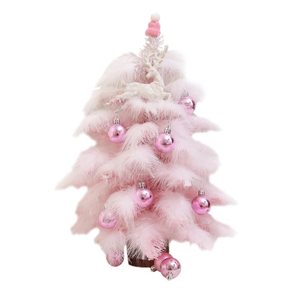 Rosa kunstig juletre med LED-lys - 45 cm