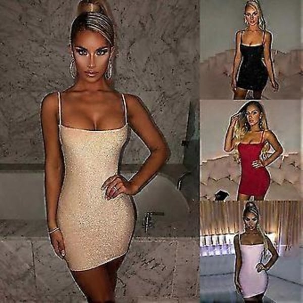 Chic Sort Bodycon Mini Kjole til Kvinder - Ærmeløs Festdragt og Elegant Kostume (S)
