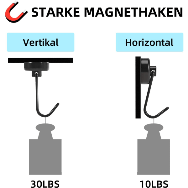 Magnetisk krog, sort roterende magnetisk krog, 8 stk. ophængning Supe