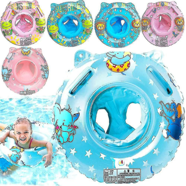 Baby Swimming Float Ring For 3-36 Months, Baby Neck Float With Float Seat, Swim Pool Bathing Accessories（Blue）