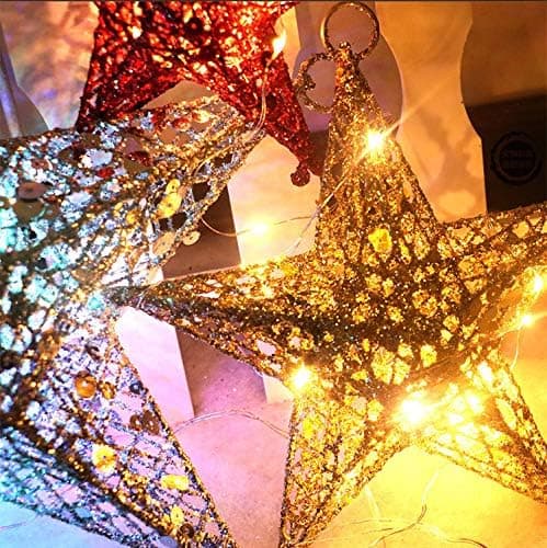 Guld Glitter Trætopstjerne - 15cm