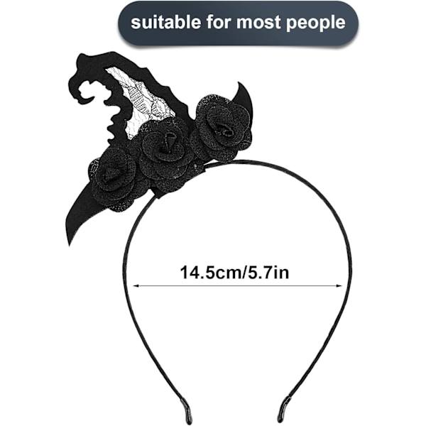 3-pack Halloween spetsblomster pannband, svart spets pannband hår