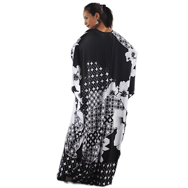 Dame Print Maxi Kjole Flagærme Strandkjole Plus Size Sommerkjole Badetøj Kaftan Cover-ups Dn0519