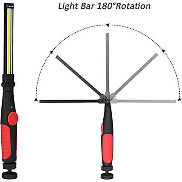 Led arbeidslys oppladbar Usb inspeksjonslampe, roterbar Cob arbeidslys slank lampe med roterende bryter og base
