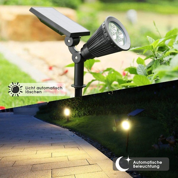 LED solcellelampe LED solcelle spotlight (2 stk. varmt hvidt) spotlight