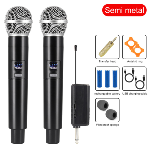 Trådløs mikrofon Dual Cordless Metal Dynamic Mic System