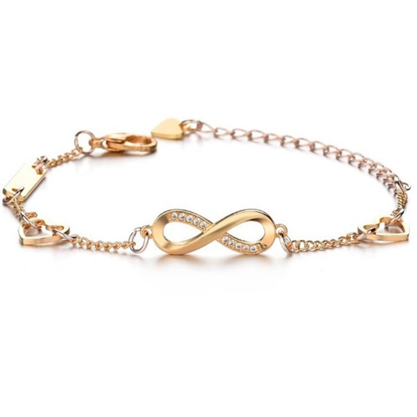 Infinity-rannekoru, sydänriipukset, hopeinen rannekoru, säädettävä gold