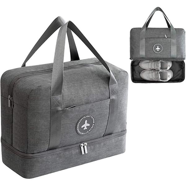 1 st grå Vattentät Gym Bag Duffel Bag Resväska Övernattning Väska Torr W