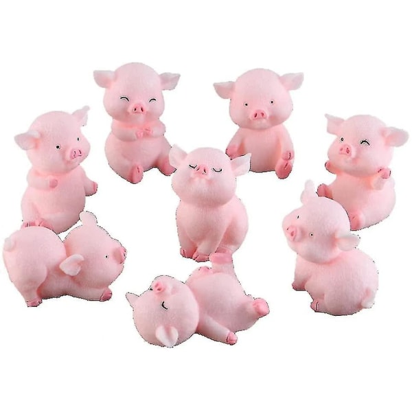 8st miniatyr gris figurer, gris Cake Topper Cupcake Topper, Pig Cerdo Characters Mini Toy, Pig Cake