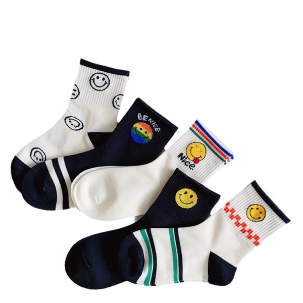 10 pairs of children's socks, black and white, mid-calf socks