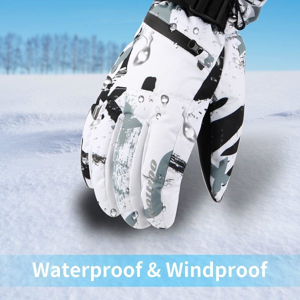 Skidhandskar, Vattentäta Snöhandskar -30℉ Vinterhandskar för Kallt Väder Varma Touchscreen Snowboardhandskar för Herrar Dam XL