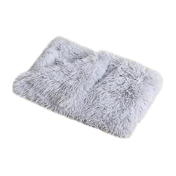 Husdjursfilt, fluffig, mjuk, varm, dubbelskiktad, tvättbar, ljusgrå, 56*36cm（S）