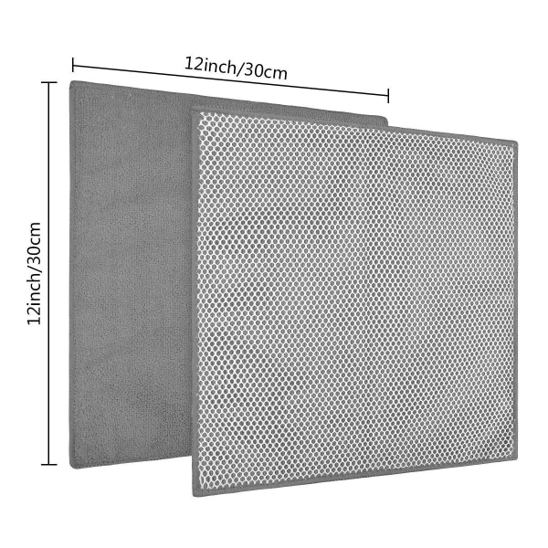 6 stk. 30x30 cm grå mikrofiber viskestykker absorberende og hurtigtørrende
