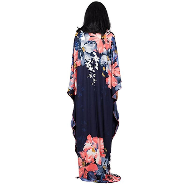 Kvinnors tryckta maxiklänning fladdermusärm strandklänning plus size solklänning strandkläder kaftan överdrag Dn0505