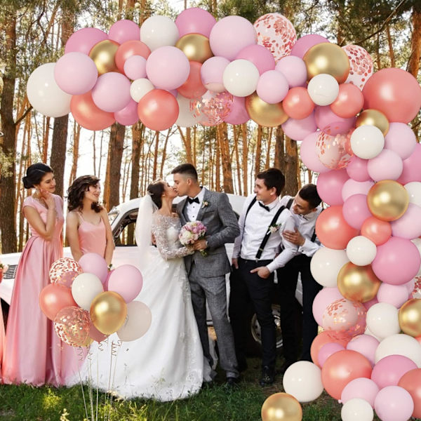 140 stk. lyserøde macaron ballonstrenge latex ballon sæt fødselsdag