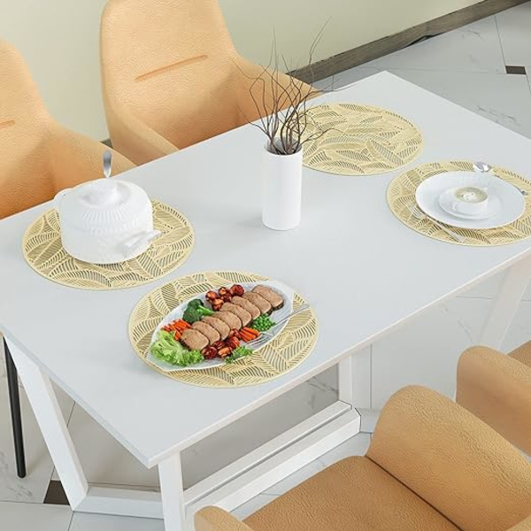 Pyöreä ontto aluslautanen, 4 kpl PVC-aluslautasen sarja, liukumattomat aluslautaset